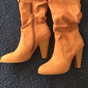 Camel suede boots